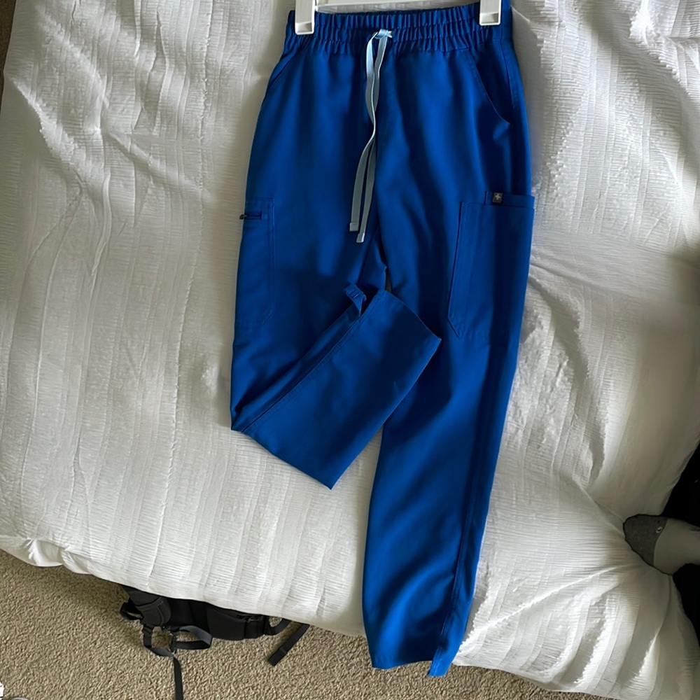Royal blue figs pants high waisted xs petite